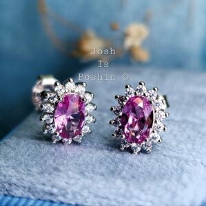 1.4CTW Light purple natural amethyst earrings in sterling silver